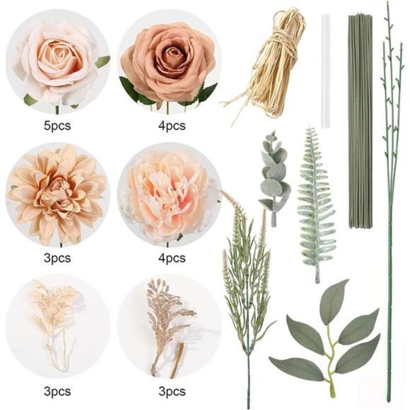 Artificial Flowers Combo Box Set Gradient Color Flower Leaf w/ Stems Wedding DIY - Picture 5 of 6